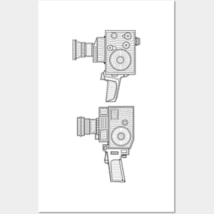 Line Art Vintage Video Camera Posters and Art